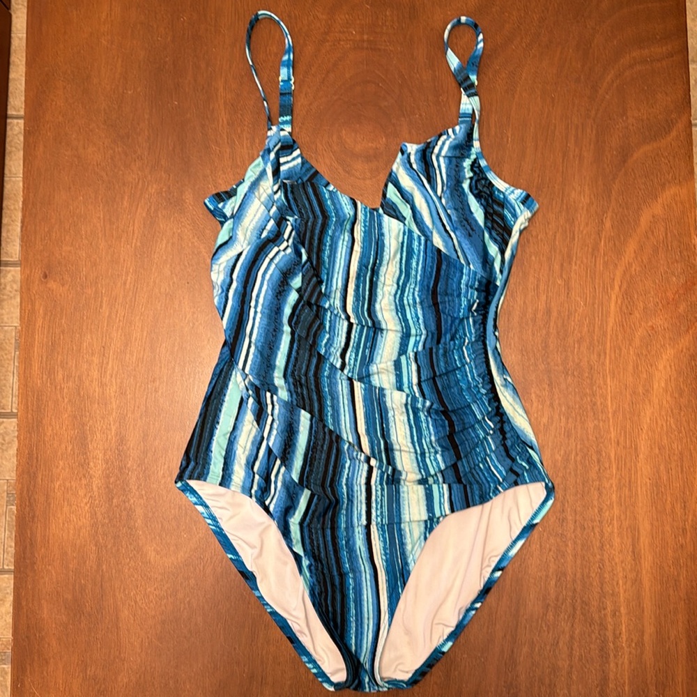 JANTZEN blue and white size 14 swimsuit